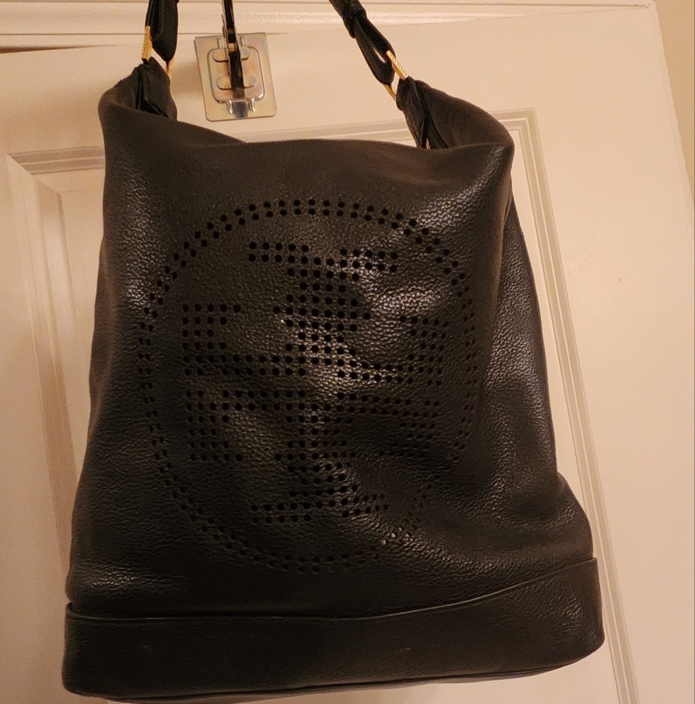 TORY BURCH Black Pebbled Leather hobo Bag